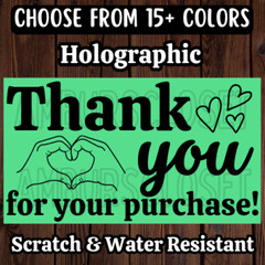 50 THANK YOU STICKERS 2.25″ ENVELOPE LABELS SEALS HOLOGRAPHIC SMALL BUSINESS