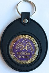 RecoveryChip Universal AA Medallion or Coin Holder Keychain Black Soft Silicone