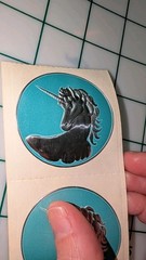 Vintage Stickers Unicorns Embossed Lot Of Two