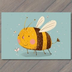 STICKER Bee Happy Cartoon Honeycomb Honey Bee Splendor Wings Spread Cute Fun
