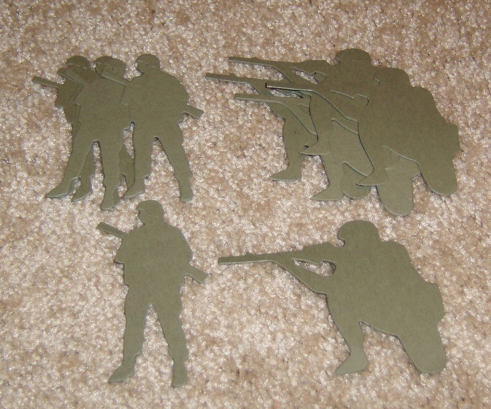 Army Diecuts (AccuCut)….Lot of Ten. Standing and Kneeling w/Rifle.