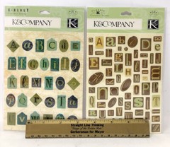 K&Company K-ology Classic K Lot Alphabet Stickers Scrapbook 99 Pcs Brown/Green
