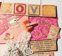 Sweet Love Theme Papercraft Ephemera Kit, Scrapbook Stickers, Junk Journal Kit