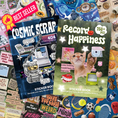 Bomichi Cute Sticker Book 60 Sheets 1500 Plus Count Cat & Heavy Metal 2 in 1