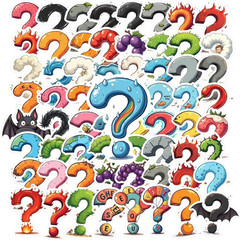 150 Colorful Question Mark Scrapbooking Stickers for Water Bottles & Journaling