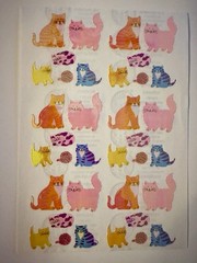 VINTAGE SANDYLION RARE Large sheet of Mother of Pearl / OPAL Cat KITTEN Stickers