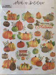 AUTUMN PUMPKINS STICKERS GLITTER PUMPKINS WELCOME AUTUMN PUMPKINS GLITTER 24PCS
