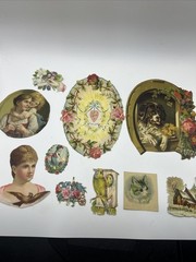 Antique Lot Of 10 Victorian Scrap Paper Ephemera For Collecting Or Scrapbooking