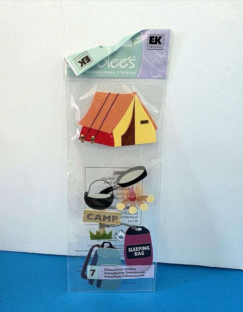 FREE SHIP! Jolee’s CAMPING Scrapbook Dimensional Stickers TRAVEL VACATION TENT
