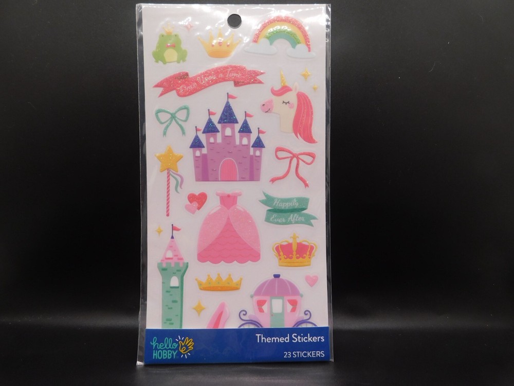 Hello Hobby Multicolor Glitter Princess Themed Stickers, 23 Count