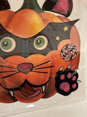 2020 Halloween Stickers glitter cat Pumpkin Jack O Lantern decor carving accents