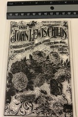 Clear stamp, Vintage design, Seed packet, script, flowers, scrapbook, card makin