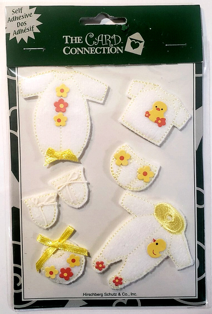 The Card Connection Self-Adhesive Embellishments – NEW BABY CLOTHES – 7 pcs