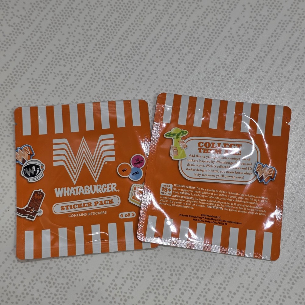 Set of 2 [4 of 5] Whataburger Sticker Pack – 8 Stickers, Food & Drink Theme