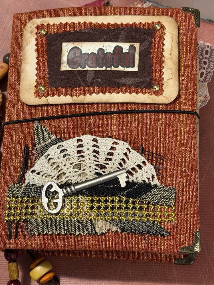Handmade Mixed Media Junk Journal – Gratitude Tea Theme – 2 Signatures – 5×7
