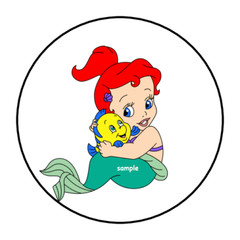 30 BABY ARIEL STICKERS ENVELOPE SEALS LABELS 1.5″ ROUND LITTLE MERMAID CUSTOM