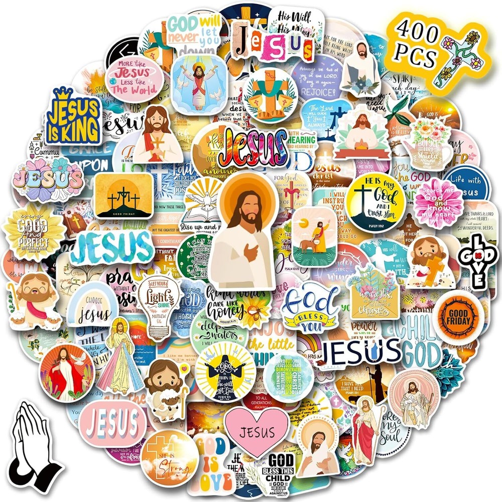 400 Pcs Jesus Christian Stickers Bible Verse Faith Decals for Bottles Laptop