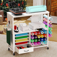 Craft Storage Cart, Vinyl Roll Holder, Compatible with Cricut Cutting Machines