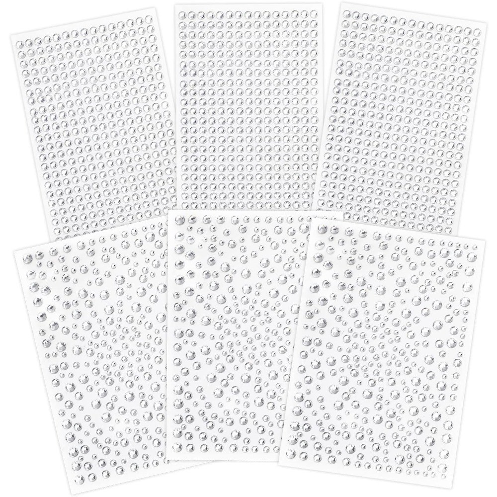 Self Adhesive Clear Rhinestones Stickers 2100pcs Crystal Gem Bling Jewel