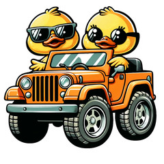 Orange Rubber Duck Riding 4×4 vehicle Sticker Decal Friends Collection