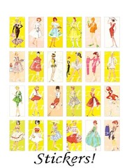 Handmade Vintage Retro Fashion Barbie 60’s Style STICKERS – Just Cut & Use!