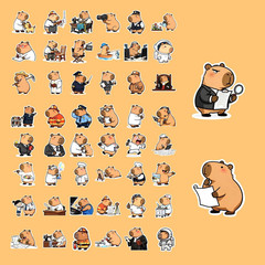 100Pcs Capybara Stickers, Waterproof Adorable Vinyl Capybara Occupation Stickers