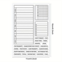 1sheet Weekly Plan Clear Stamp Calendar Schedule Silicone Clear Stamp Seals