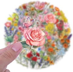 Crafting Stickers – 60 Waterproof Floral Stickers for Students and Teachers