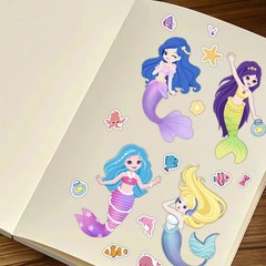8/16PCS Creative Mermaid Sticker diy Notebook Handbook Sticker Material Sticker
