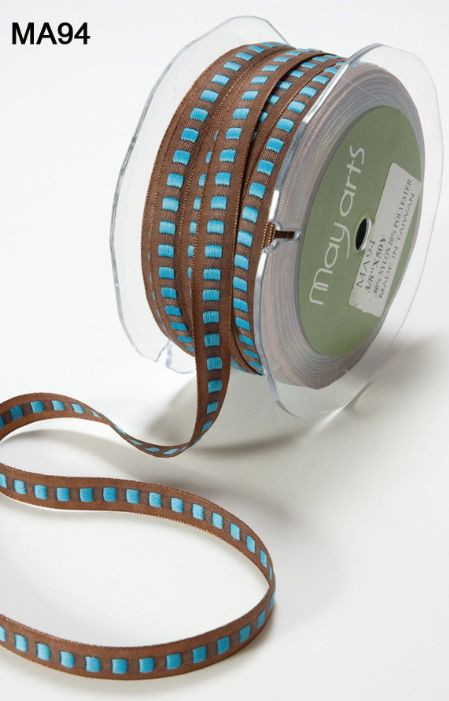 3/8″ SOLID/ CENTER SQUARE – May Arts – MA94 -Brown/Blue -50 Yards