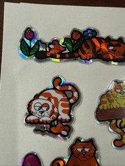 Vintage BJ Prism Cat Stickers Holographic Sheet Unused Cute Kittens 1980s Rare