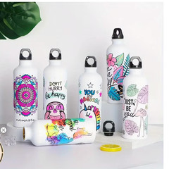 6pcs 600ml Aluminium Water Bottle White Blank Sport Bottle Sublimation Transfer