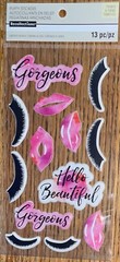 RECOLLECTIONS Hello Beautiful Gorgeous Face Lips Eye Lashes Scrapbook Stickers