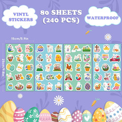 Easter Stickers for Kids – 240 PCS Easter Basket Stuffers for Boys Girls Teens A