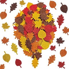 Fall Crafts for Kids – Maple Leaf Glitter Foam Stickers | 138 PCS Self Adhesi…