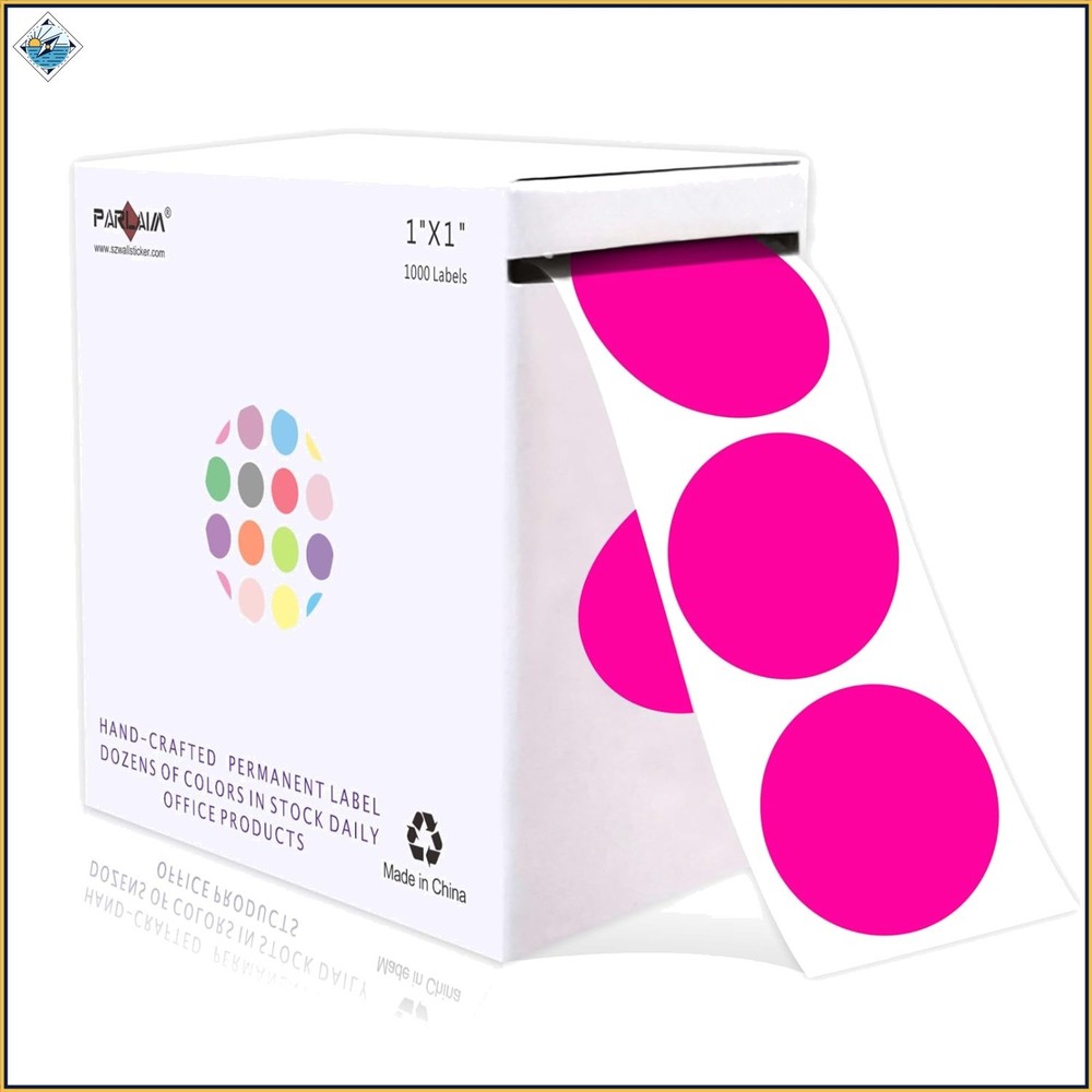 Fluorescent Pink Round Dot Stickers, 1 Inch Permanent Adhesive Labels, 1000 Pack