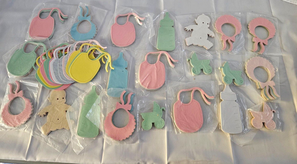Baby Shower Craft Scrapbook Shapes Lot of 528 (22 pkgs of 24) Colorful Paper