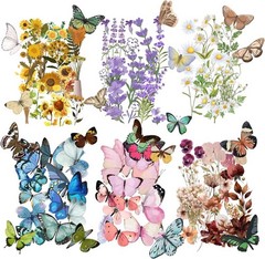 Transparent Flower and Butterfly Stickers for Scrapbooking, Journaling – Vint…