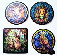 Stained Glass Style. Wizard, Witch, Lion, Mushrooms, More! 8 Stickers/Decals A
