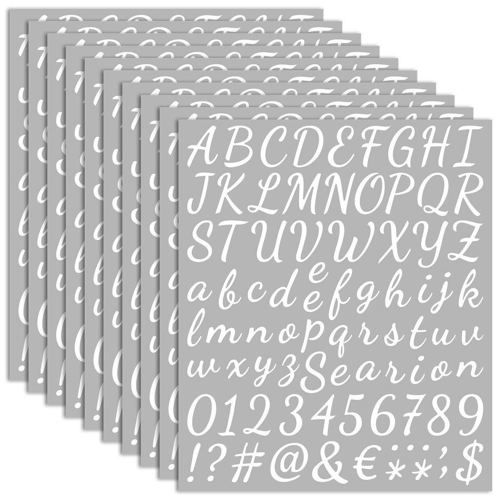 10 Sheets Small Letter Stickers – 1 Inch 1 Inch, Handwritten White