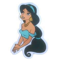 Disney Aladdin Jasmine Looking Up Blue Outfit Pretty Princess Sticker 1 Pc