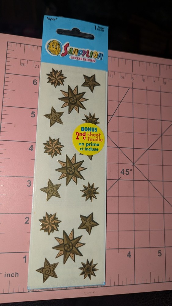 Vintage Sandylion Stickers Gold Stars Starburst Celestial Bonus 2nd Sheet Pack