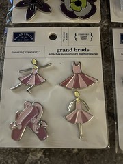 Karen Foster Grand Brads Lot of 4 Scrapbooking Embellishments Girl Tea Wine