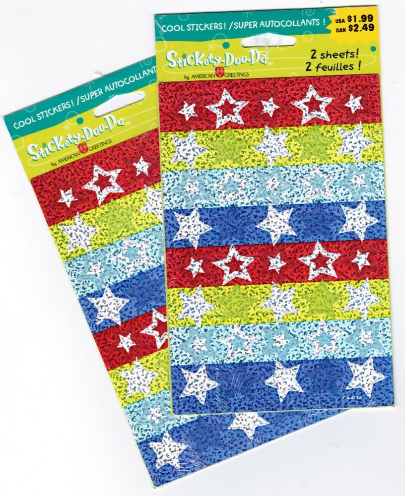 2 Packs Sparkly STARS Scrapbook Stickers! 4 Sheets Colorful!