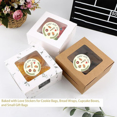 160 Pcs Baked with Love Stickers, 1.6 Inch Bakery Packaging Labels for Cottage B