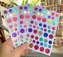 Lot Of 3 Prismatic Rainbow Circle Dot Sticker Sheets: Perfect for Planners!