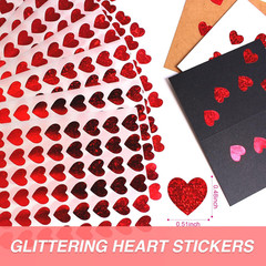 1800Pcs 0.5Inch Holographic Heart Stickers, Red | Glitter Tiny Hearts, for Kids,
