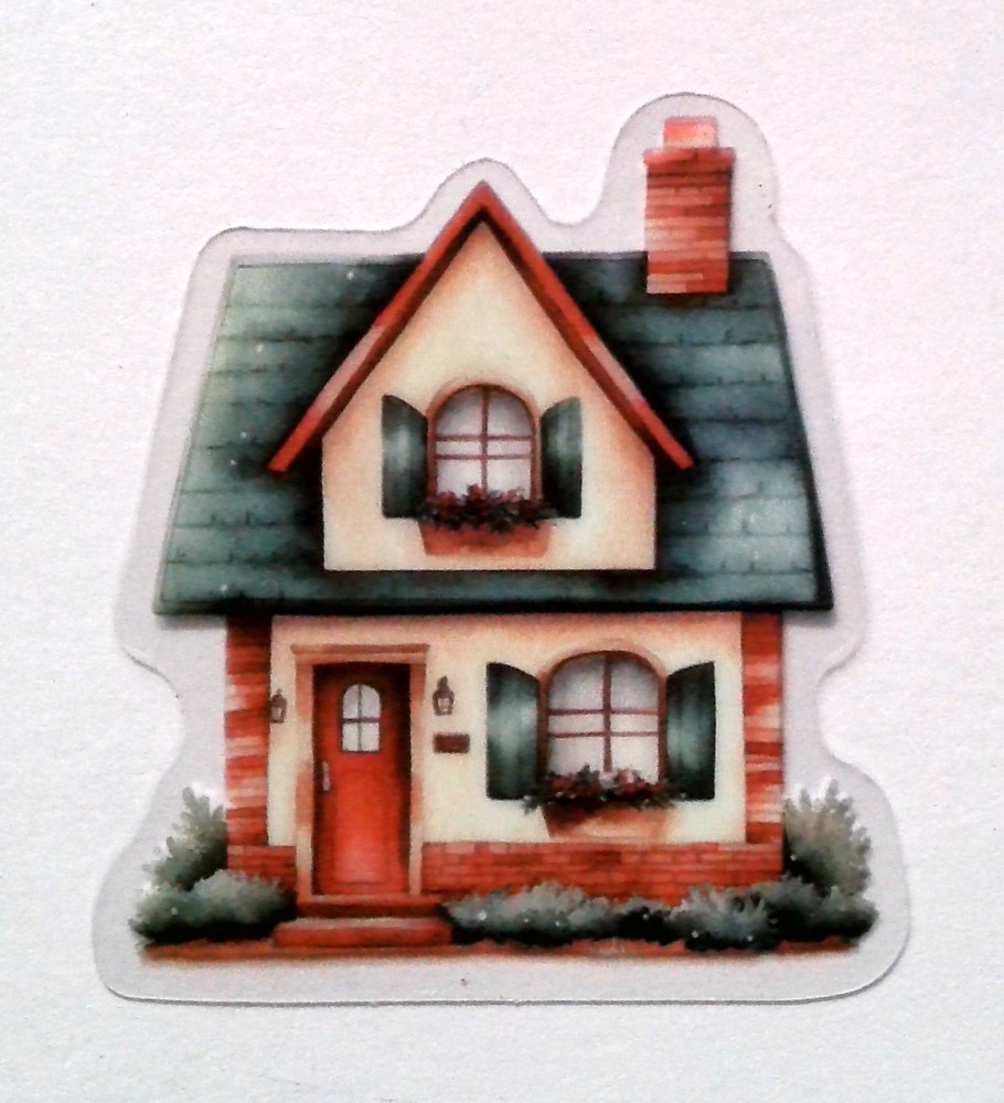 Cottage Style Fairy Tale House Clear Vinyl Decal Sticker Water Resistant Laptop