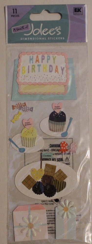 New Jolees Scrapbook stickers Birthday party chocolate vanilla cake cupcakes