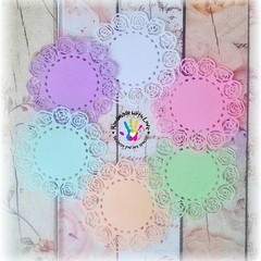 3.5″ Rose Doily, 1 pack of 24pcsm Material 80gsm double sided paper.